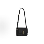 SAINT LAURENT YSL SOLFERINO Gold Logo single-shoulder crossbody bag, medium size for women, black